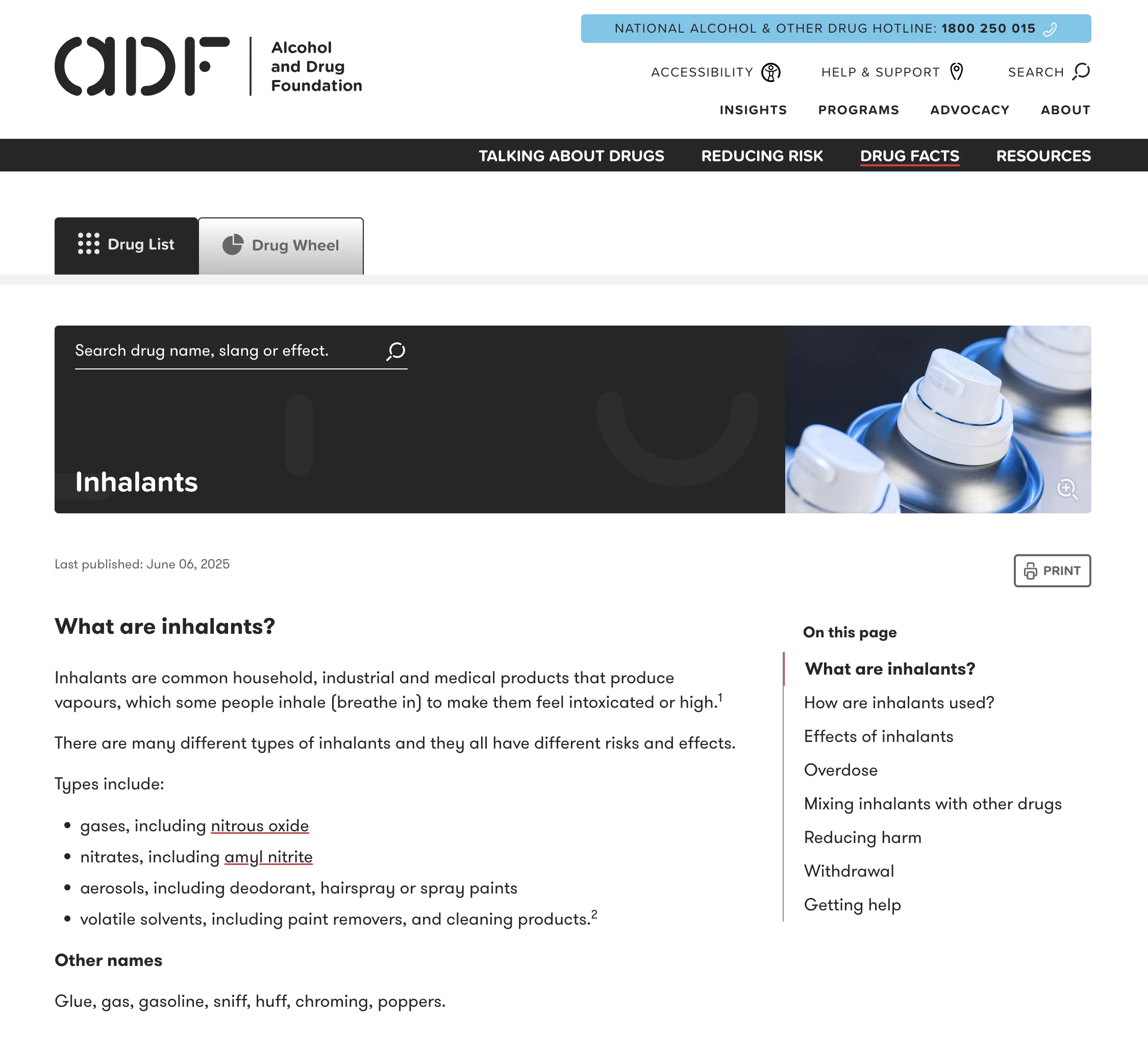 Alcohol and Drug Foundation - Inhalants