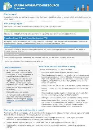 Vaping Information Resource For Workers